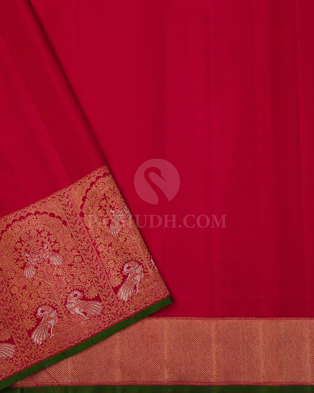 Heather Purple Shot Black & Red Kanjivaram Silk Saree - S1048(A) - View 3