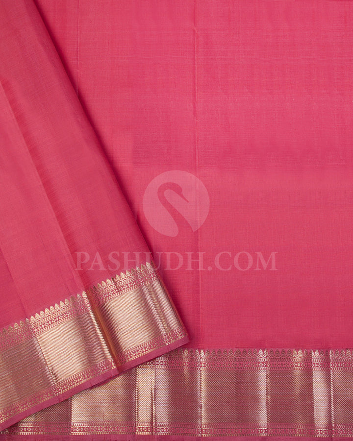 Old Rose Gold Organza Kanjivaram Silk Saree - S1175(A) - View 3