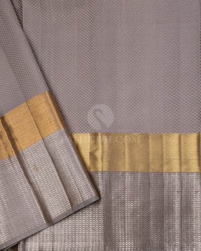 Yellow and Grey Kanjivaram Silk Saree - DT203 - View 3