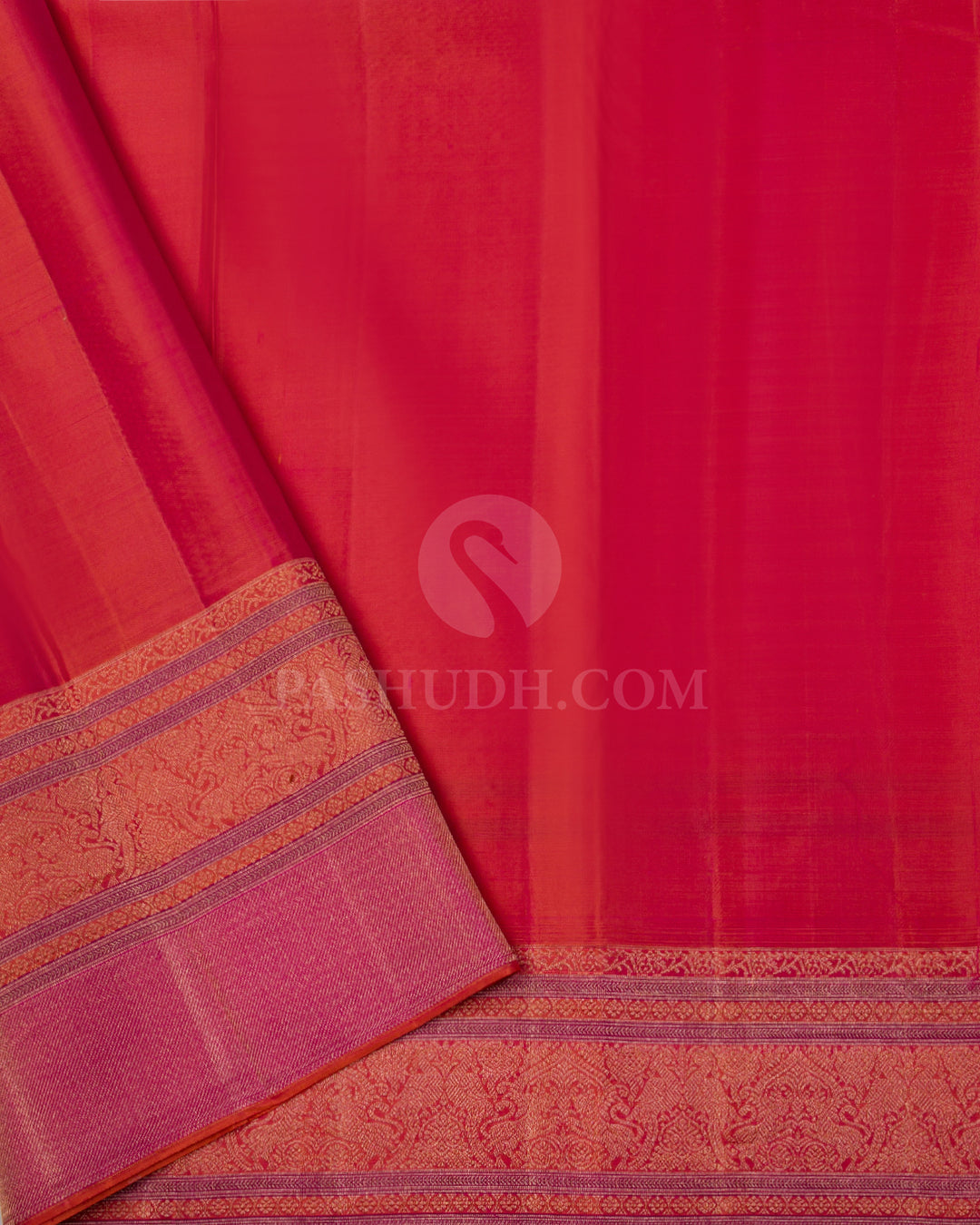 Dual Shaded Pink, Orange & Pink Kanjivaram Silk Saree - DJ295(A) - View 2