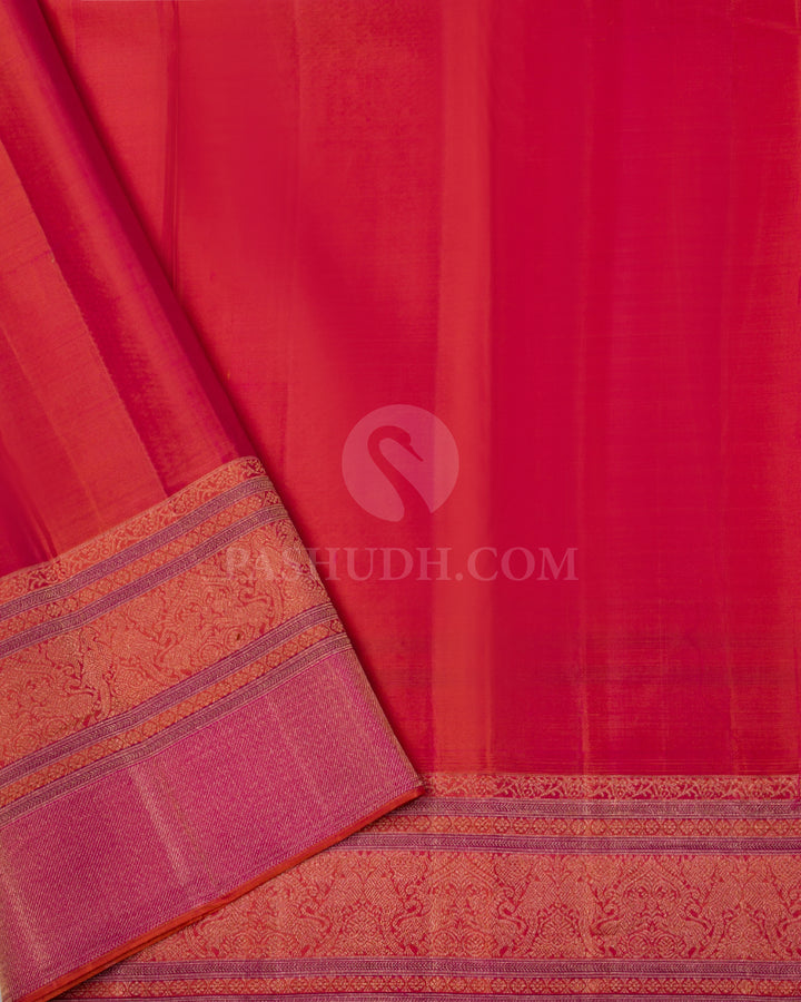 Dual Shaded Pink, Orange & Pink Kanjivaram Silk Saree - DJ295(A) - View 2
