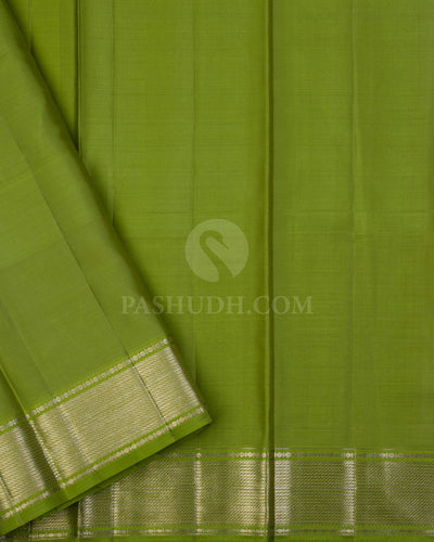 Pink & Parrot Green Kanjivaram Silk Saree - DJ283(A) - View 2