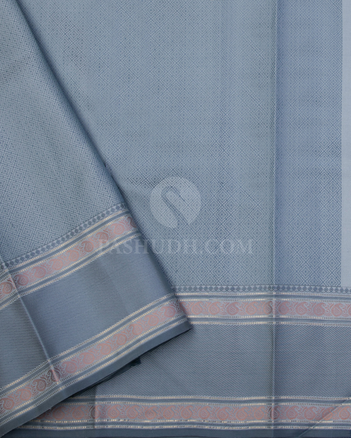 Mild Blue & Grey Kanjivaram Silk Saree - DS1(A) - View 2