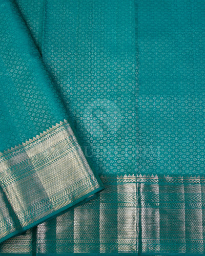 Light Blue and Pine Green Kanjivaram Silk Saree - D543(A) - View 2