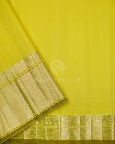 Lime Green Kanjivaram Silk Saree - S886 - View 4