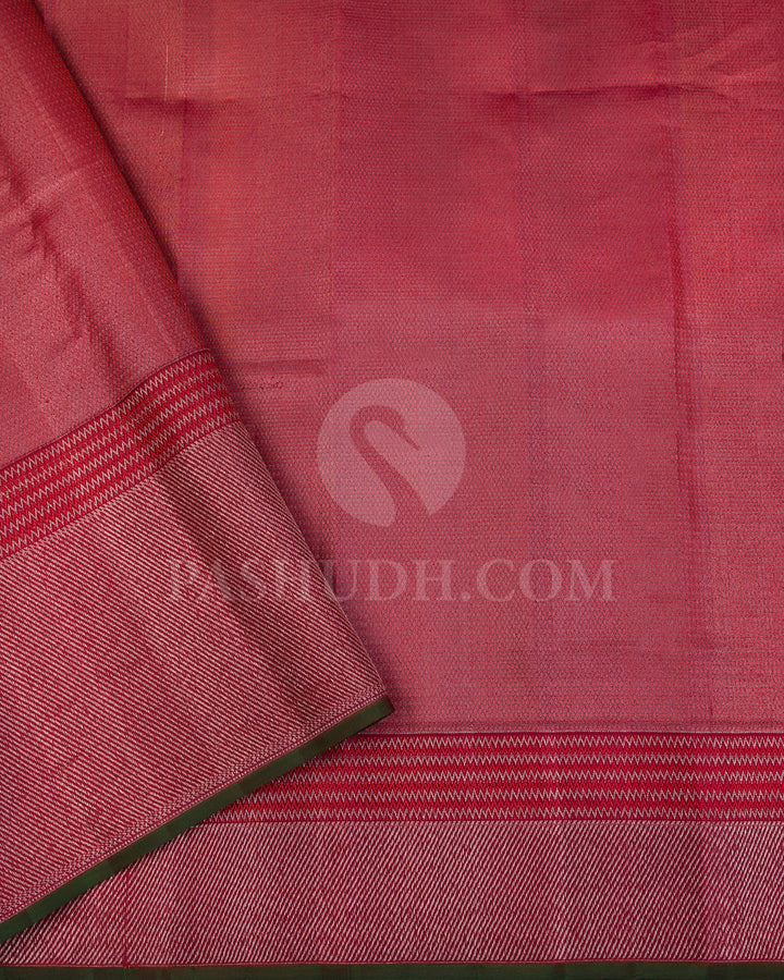 Deep Purple and Red Kanjivaram Silk Saree - D510(E)