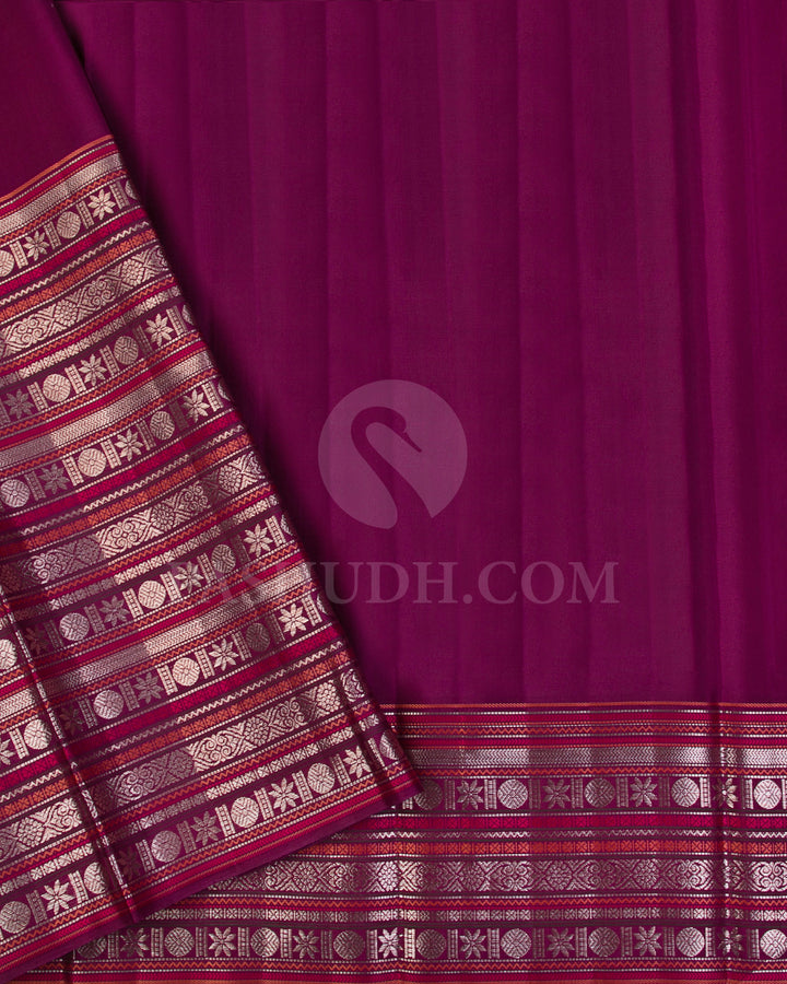 Orange And Wine Kanjivaram Silk Saree - S1080(E)