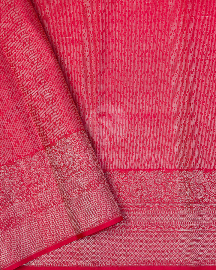 Daisy Yellow and Crimson Red Kanjivaram Silk Saree - DT251(F)