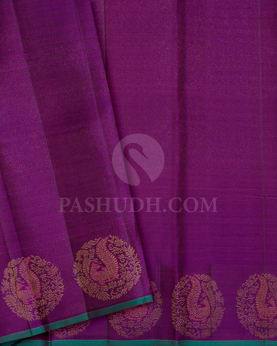Multicolored With Purple Kanjivaram Silk Saree-DJ439(B)