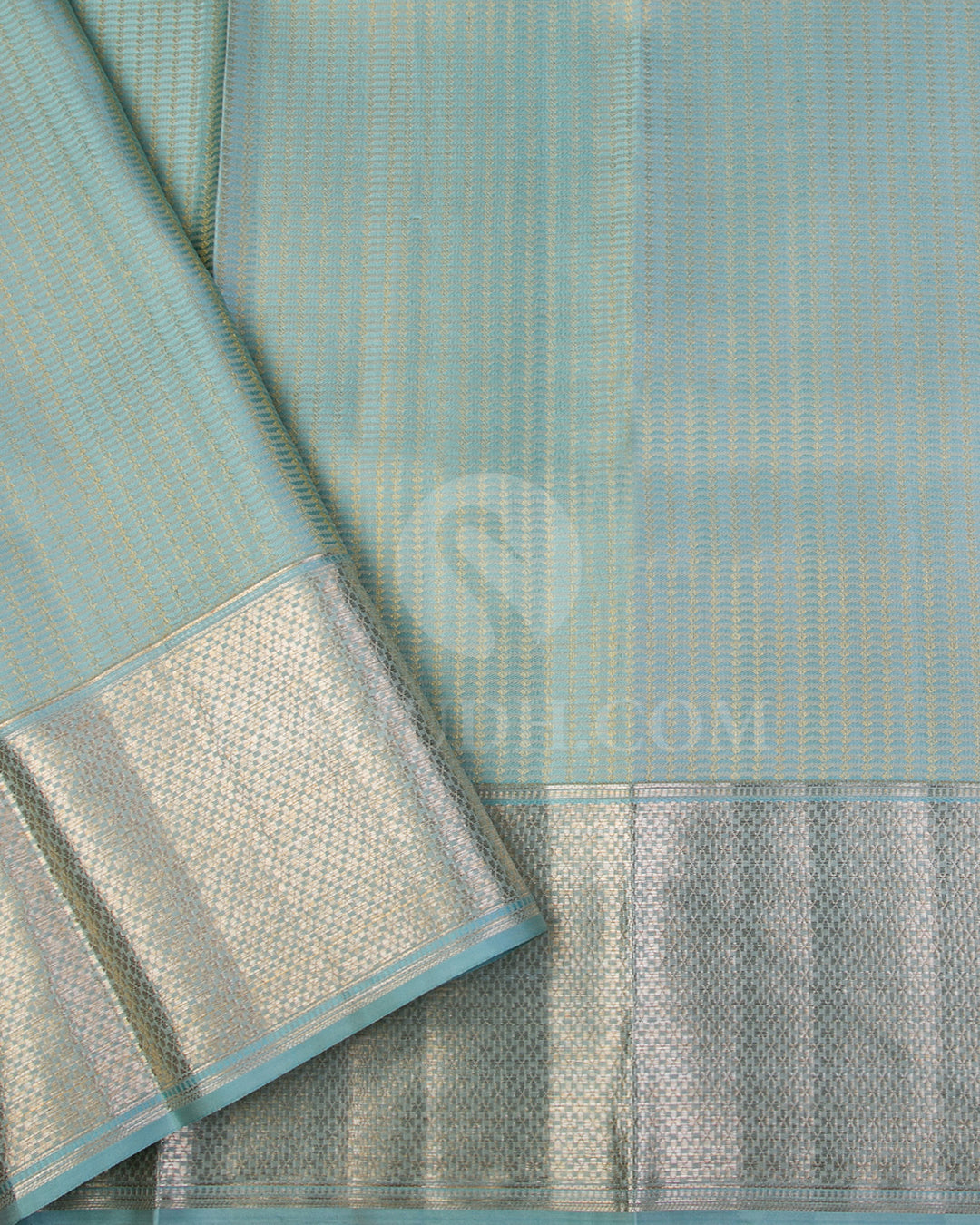 Golden Yellow and Powder Blue Kanjivaram Silk Saree - D550(A)