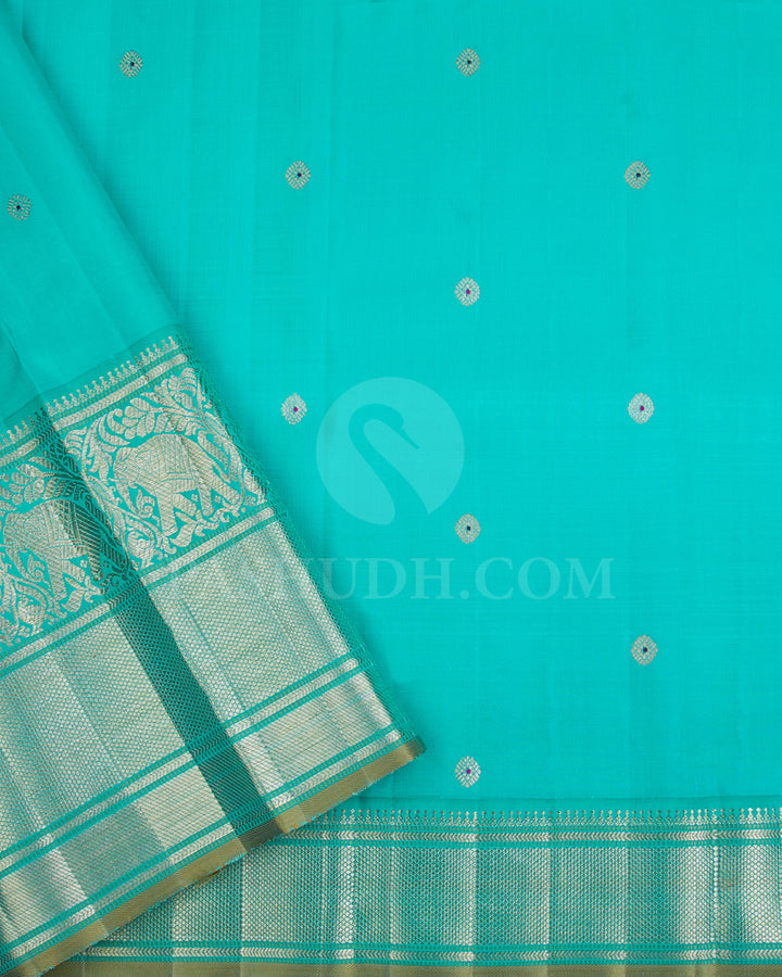 Rani Pink And Sky Blue Kanjivaram Silk Saree - S1214(A)