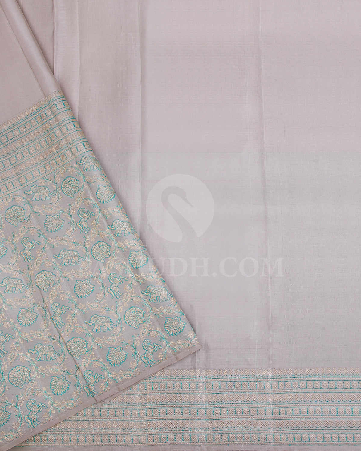 Green And Grey Kanjivaram Silk Saree - S1095(C)