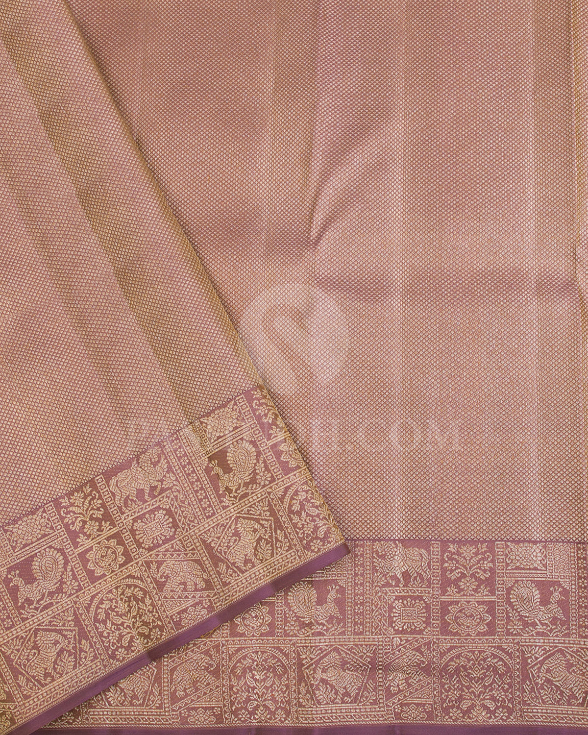 Yellow And Mauve Kanjivaram Silk Saree - D555(A)