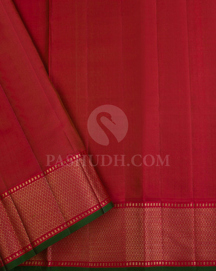 Ivory And Red Kanjivaram Silk Saree - DJ279(D)