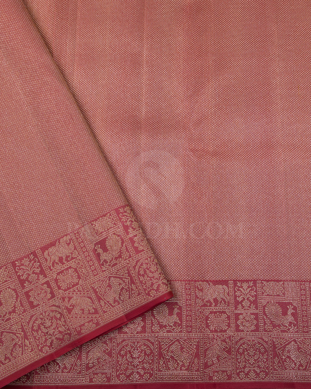 Mauve And Rust Orange Kanjivaram Silk Saree - D566(A)
