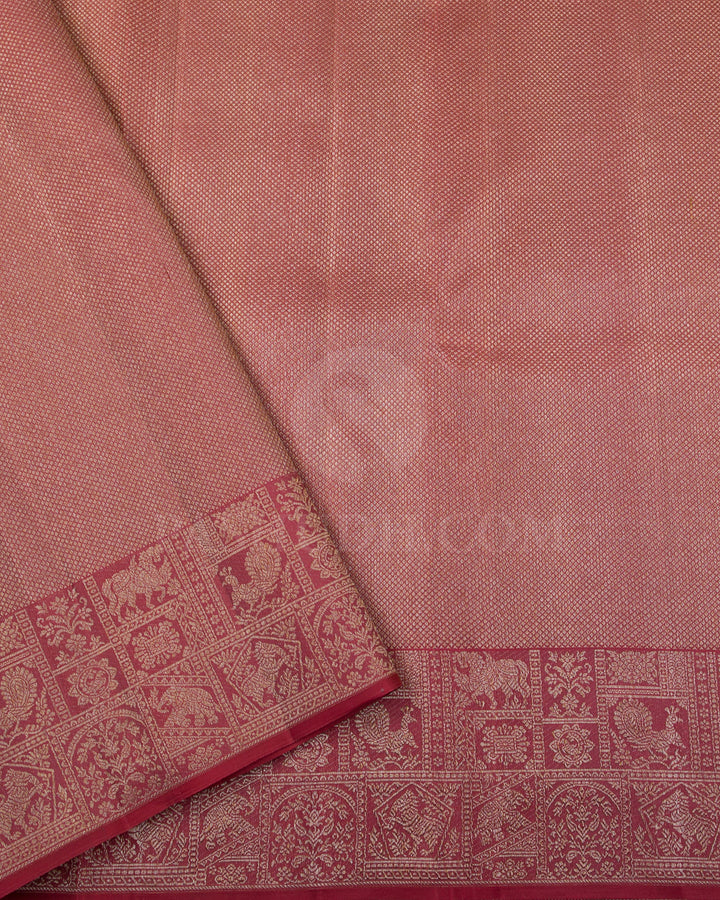 Mauve And Rust Orange Kanjivaram Silk Saree - D566(A)