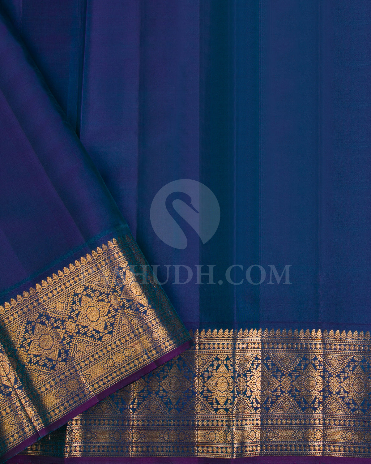 Aquamarine Blue And Dark Blue Kanjivaram Silk Saree -  DJ323(A)