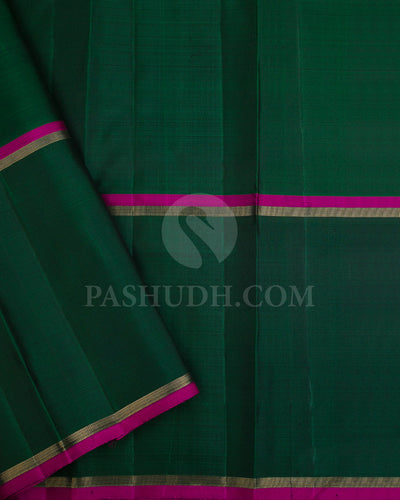 Baby Pink and Bottle Green Kanjivaram Silk Saree