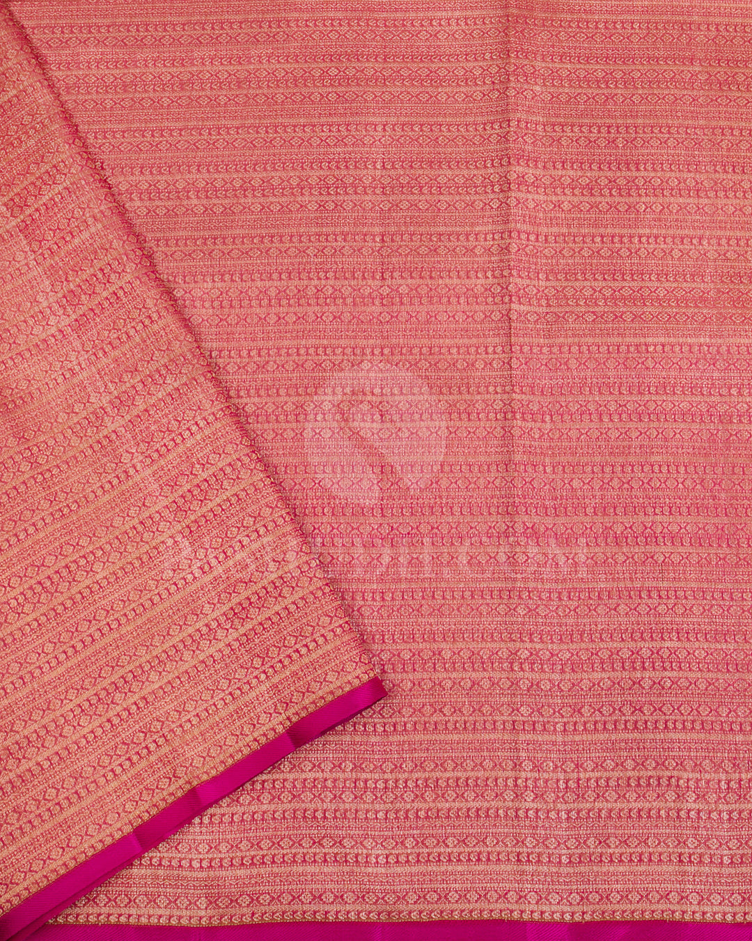 Gold And Rani Pink Kanjivaram Silk Saree - S1209(A)