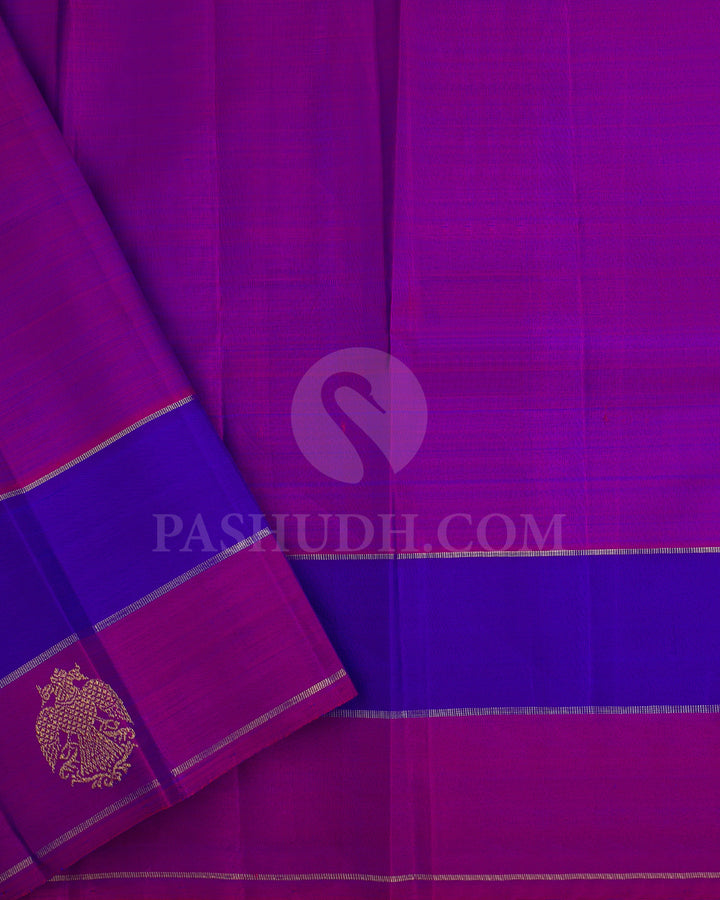 Royal Blue And Violet Kanjivaram Silk Saree - KF4