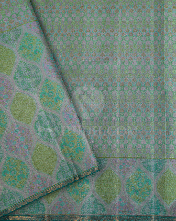 Mint Green and Multicoloured Kanjivaram Silk Saree - DJ324(A)