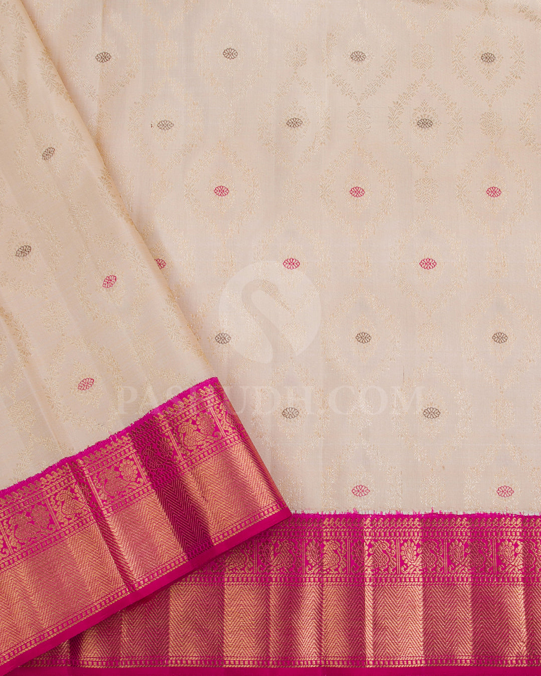 Rani Pink And Ivory Kanjivaram Silk Saree - S1204(A)