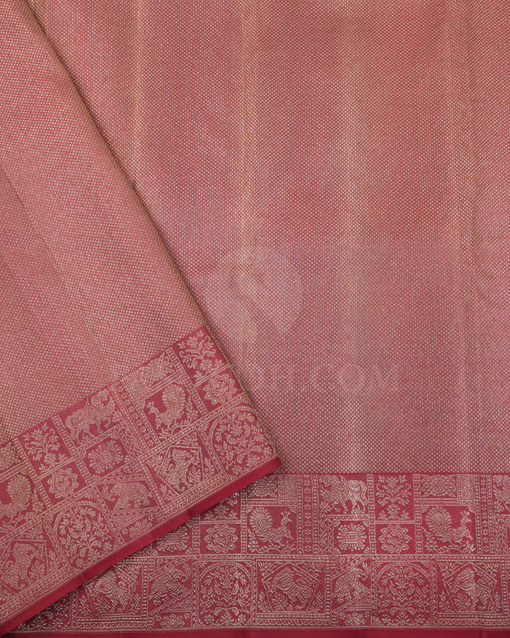 Mauve And Rust Orange Kanjivaram Silk Saree - D567(A)