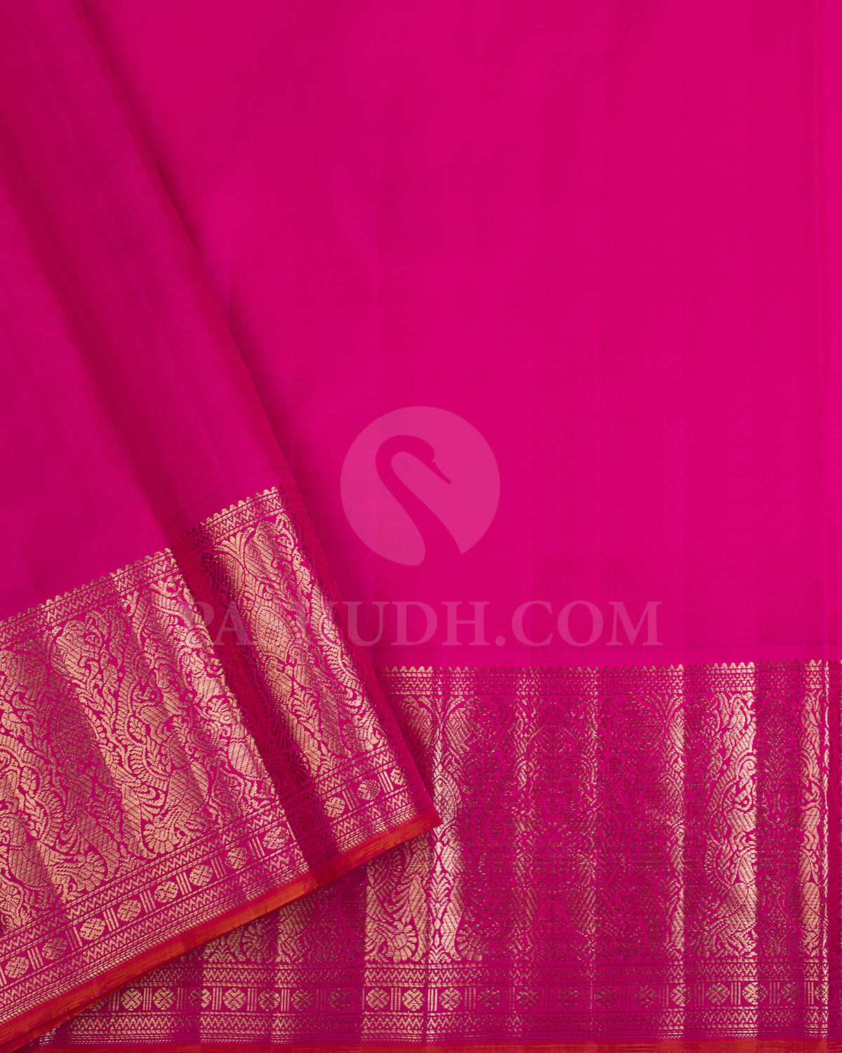 Bottle Green And Rani Pink Kanjivaram Silk Saree - S1203(A)