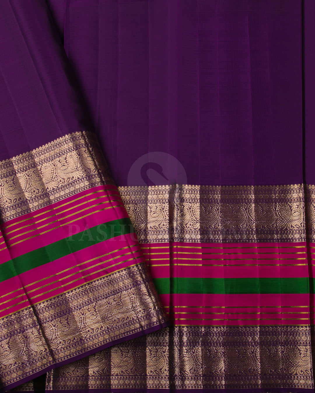 Lavender And Dark Purple Kanjivaram Silk Saree - D564(A)