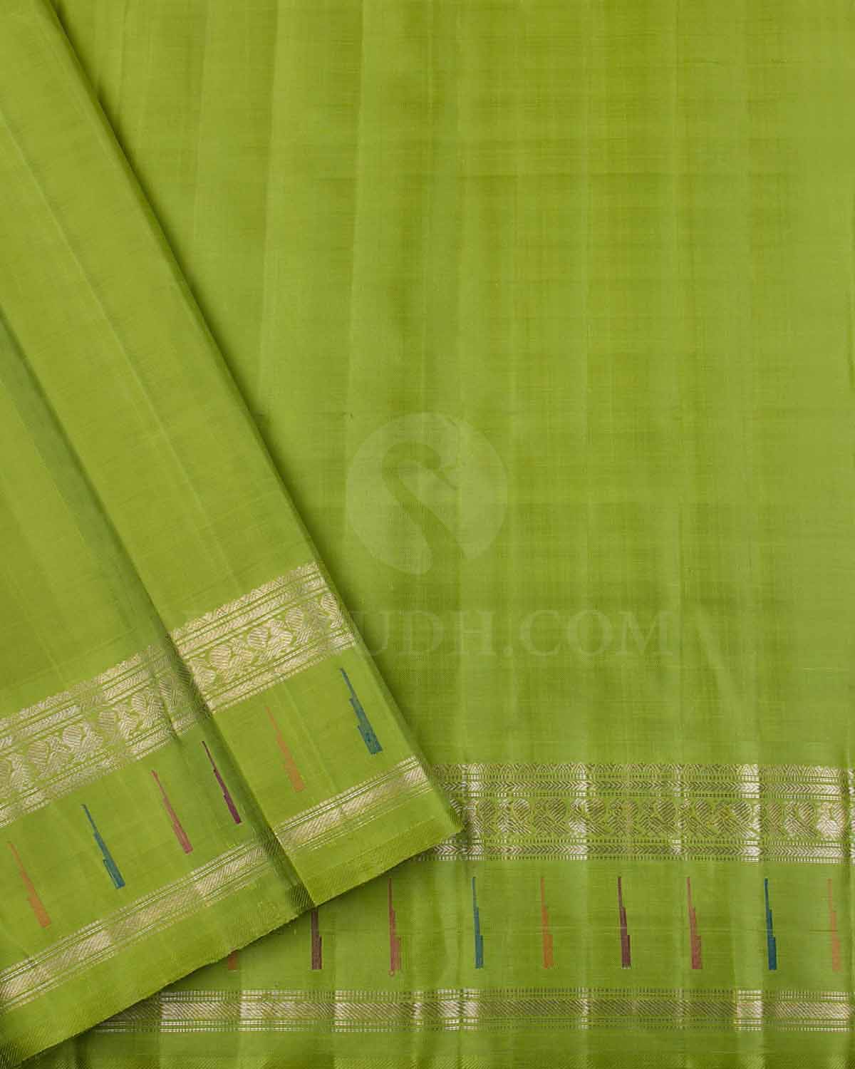 Royal Blue And Leaf Green Kanjivaram Silk Saree - S1161(B)