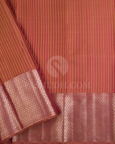 Rose Pink And Brown Kanjivaram Silk Saree - D550(C)