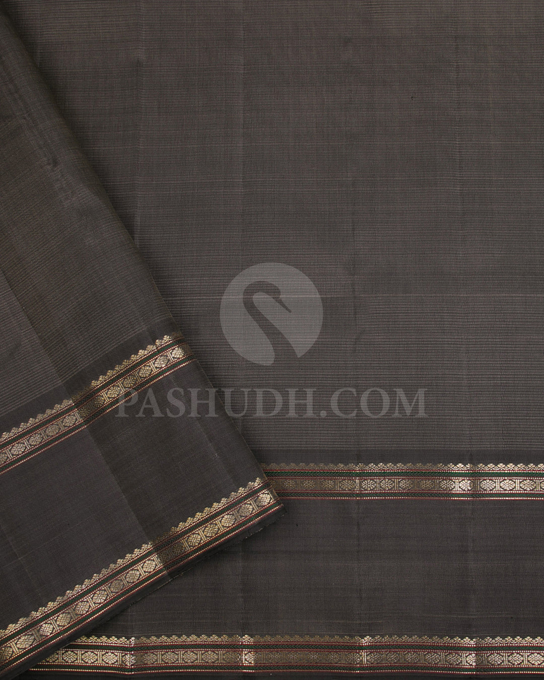 Light Grey And Blackish Grey Kanjivaram Silk Saree - S1055(B)