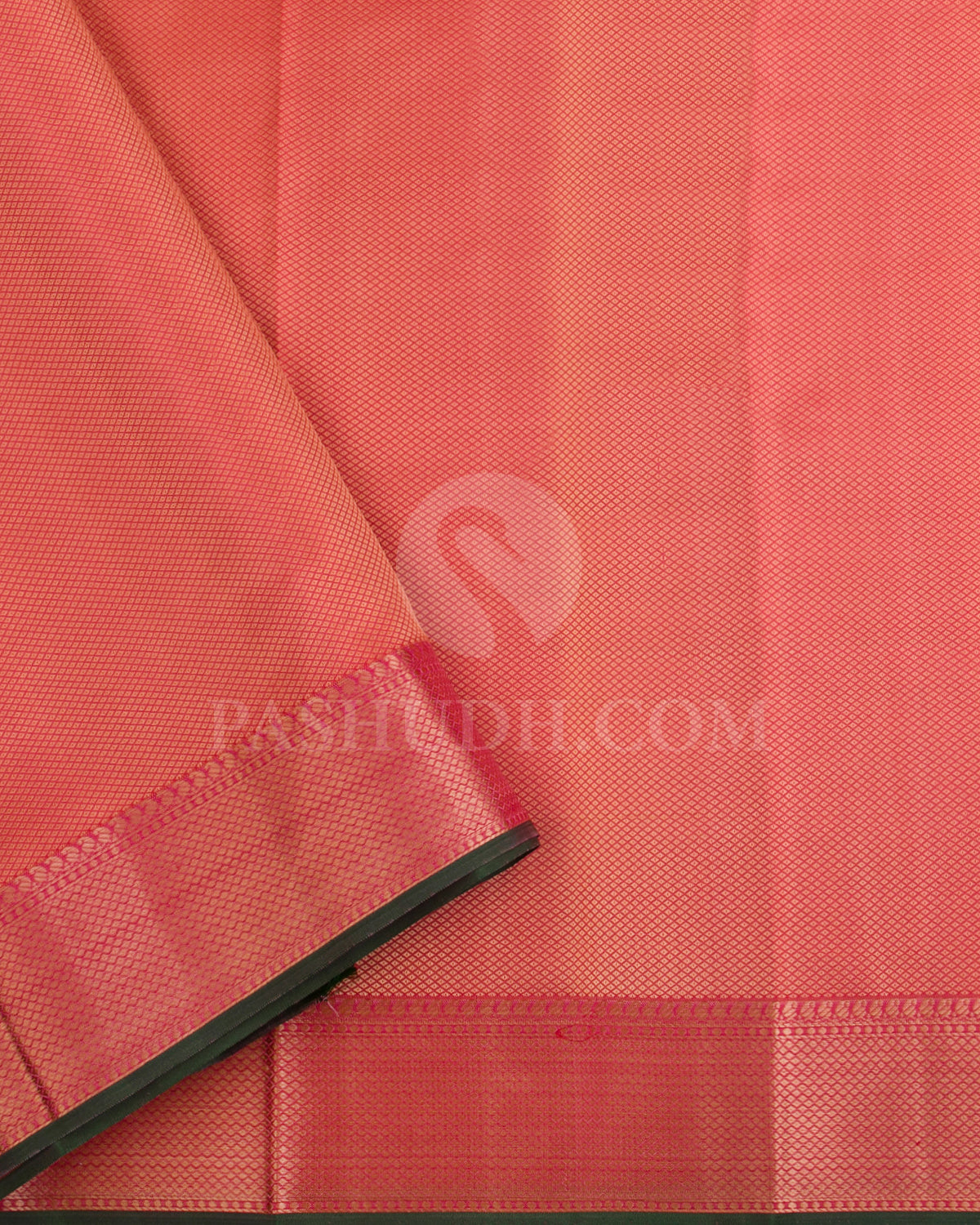 Baby Pink And Rust Orange Kanjivaram Silk Saree - D561(A)