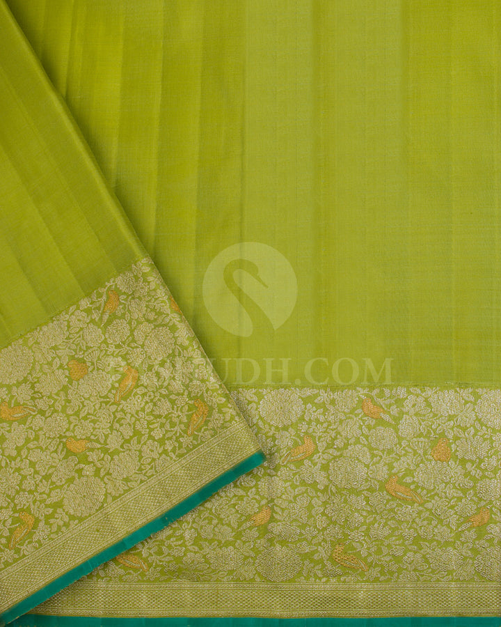 Maroon And Light Green Kanjivaram Silk Saree - S1059(D)