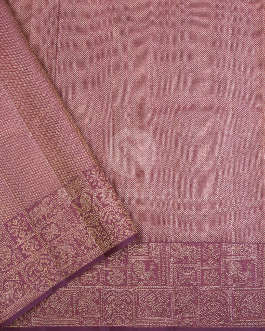 Peach And Mauve Kanjivaram Silk Saree - D555(B)