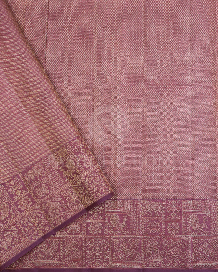 Peach And Mauve Kanjivaram Silk Saree - D555(B)