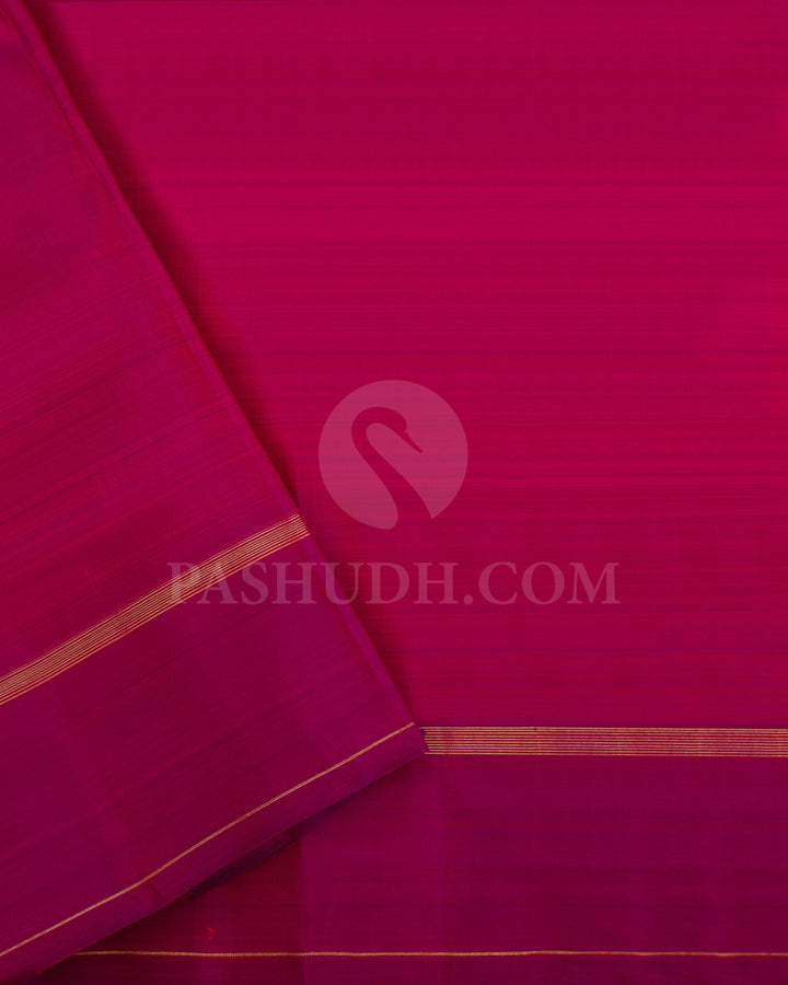 Orange And Purple Kanjivaram Silk Saree - KF1