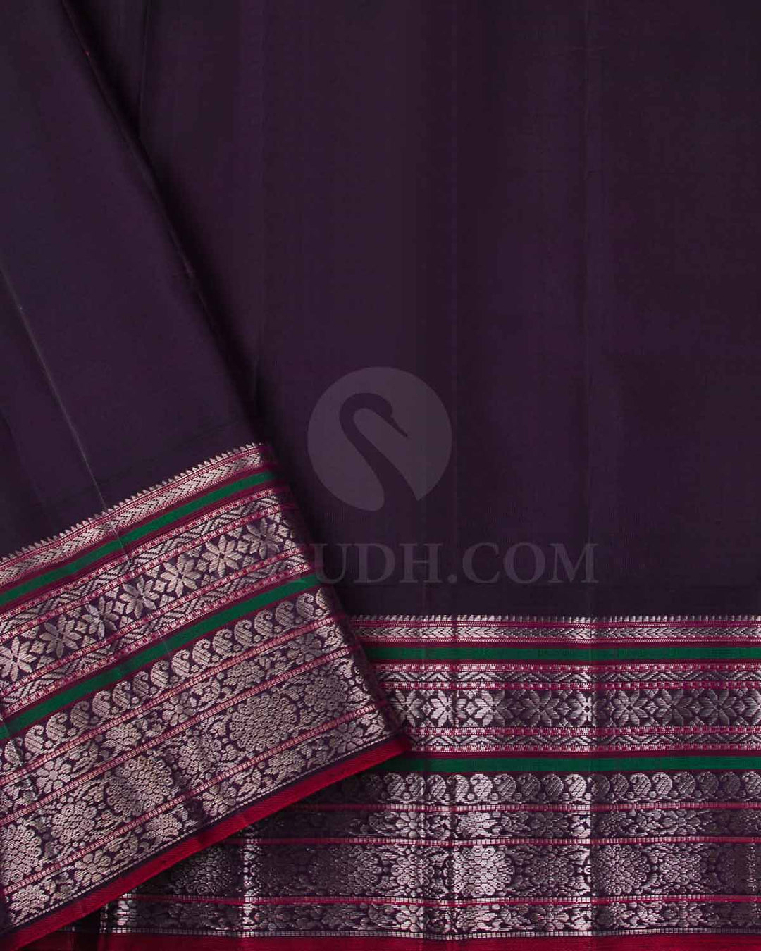 Ivory And Aubergine Kanjivaram Silk Saree - S1221(A)