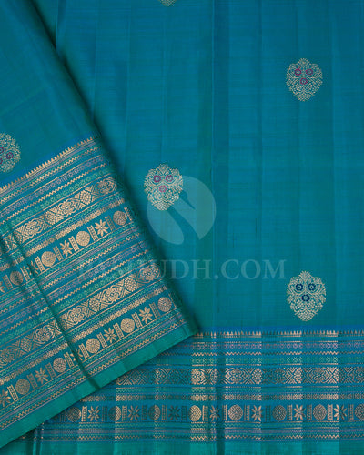 Rani Pink and Anandha Blue Kanjivaram Silk Saree - S1196(A)