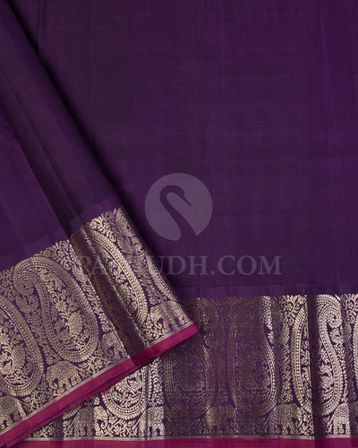 Peach and Deep Violet Kanjivaram Silk Saree - S1190(A)