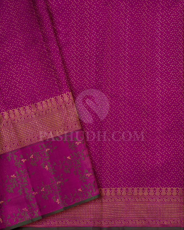 Dual Shaded Orange And Pink With Magenta Kanjivaram Silk Saree-DJ420(D)