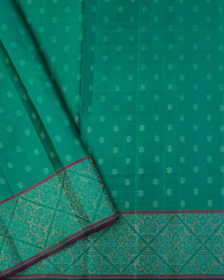 Navy Blue and Sea Green Kanjivaram Silk Saree - DJ315(A)