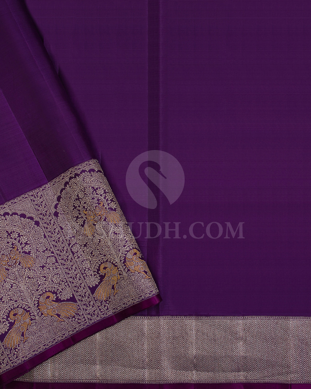 Aquamarine And Purple Kanjivaram Silk Saree - S1048(E)