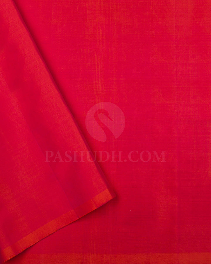 Bottle Green And Pink Shot Orange Soft Silk Saree -C22
