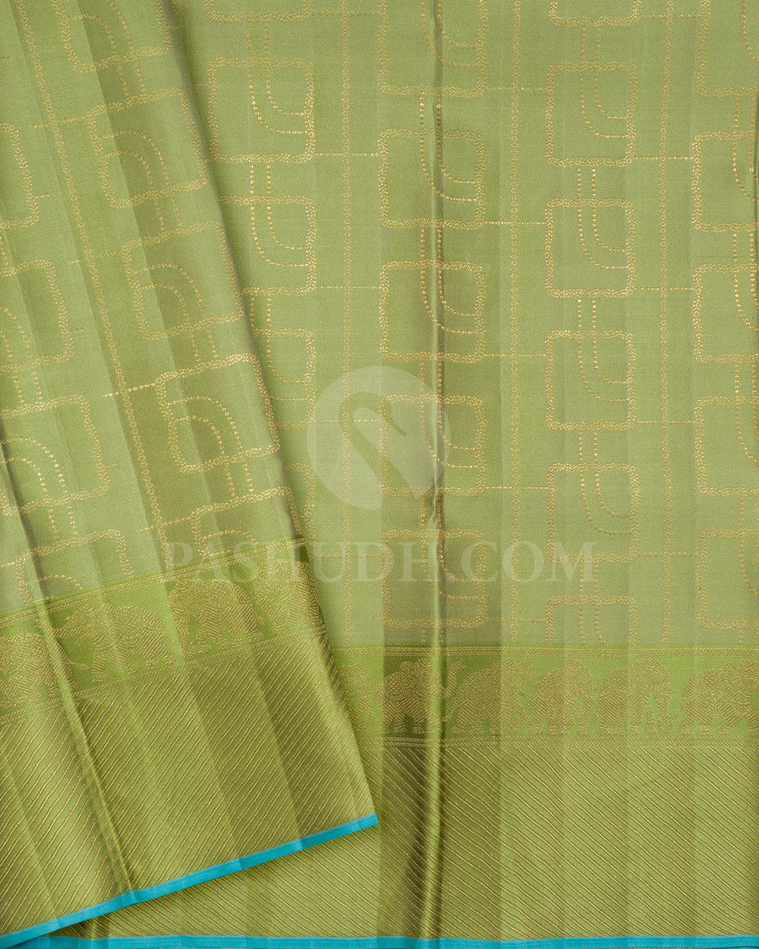 Camel Brown With Parrot Green Kanjivaram Silk Saree-D687(A)