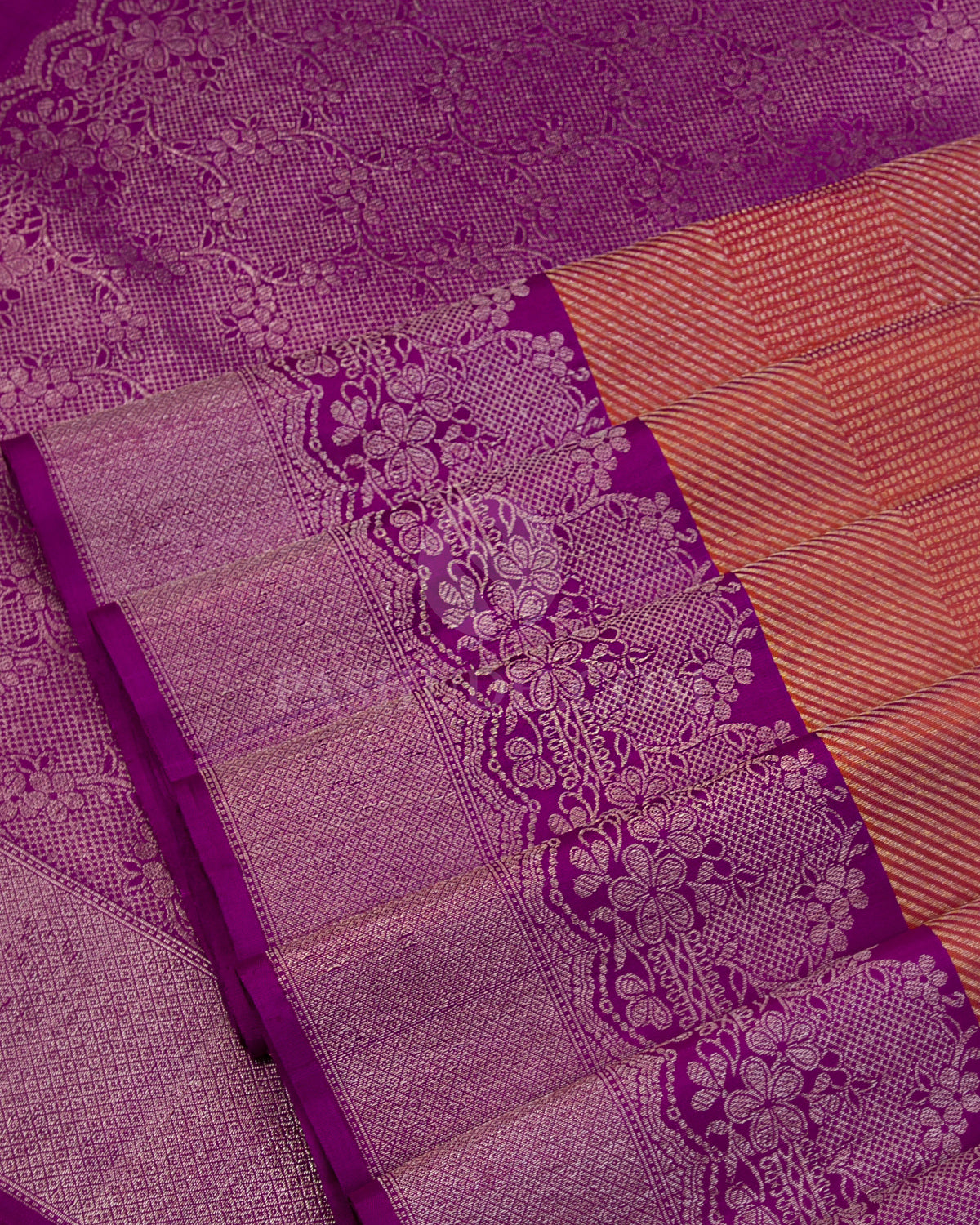 Honey & Purple Kanjivaram Silk Saree - S975 - View 4