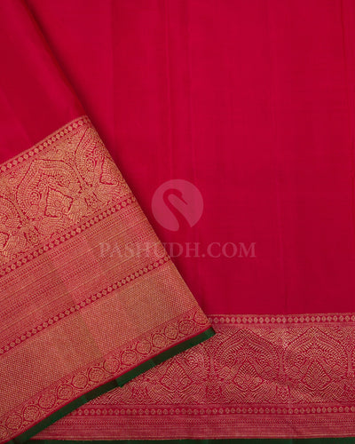 Yellow & Red Kanjivaram Silk Saree - S1084(A) - View 3