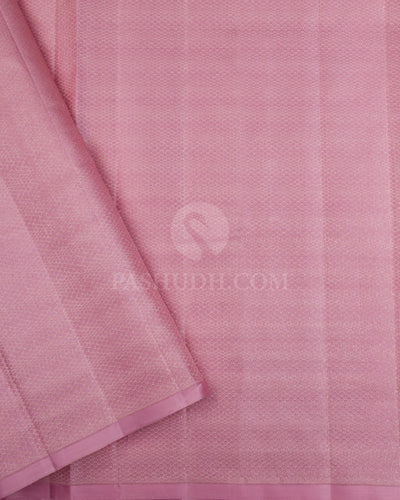 Baby Blue & Baby Pink Kanjivaram Silk Saree - S1061(B) - View 3