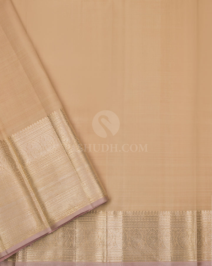 Sea Green & Khaki Shimmer Organza Kanjivaram Silk Saree - S808- View 4