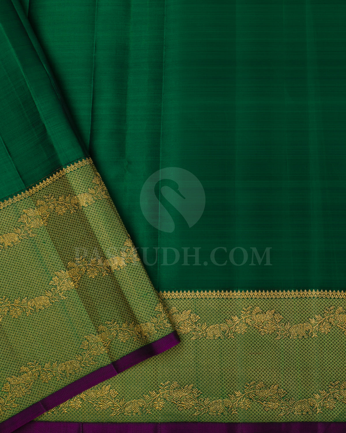 Red And Dark Green Kanjivaram Silk Saree - S1147(C)